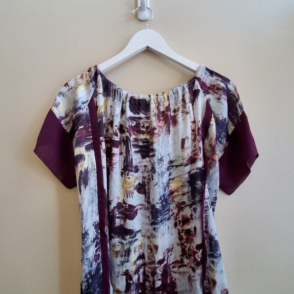 MaxMara 100% Silk Dress with Tie bow front with wine color contrast, - Picture 7 of 12